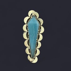 Aquamarine + Scalloped Brass Statement Ring | Size 10